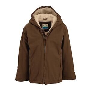 BLUE MOUNTAIN Sherpa lined jacket hooded in brown size medium